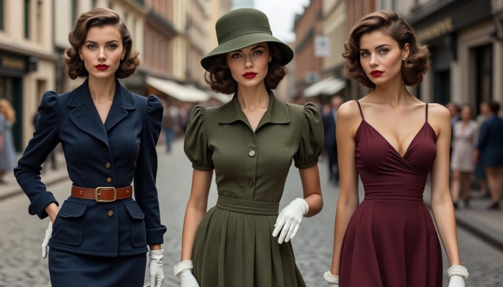 découvrez les tendances incontournables de la mode féminine en 1945, avec un focus sur les couleurs vives et les tissus emblématiques qui ont marqué cette époque unique.