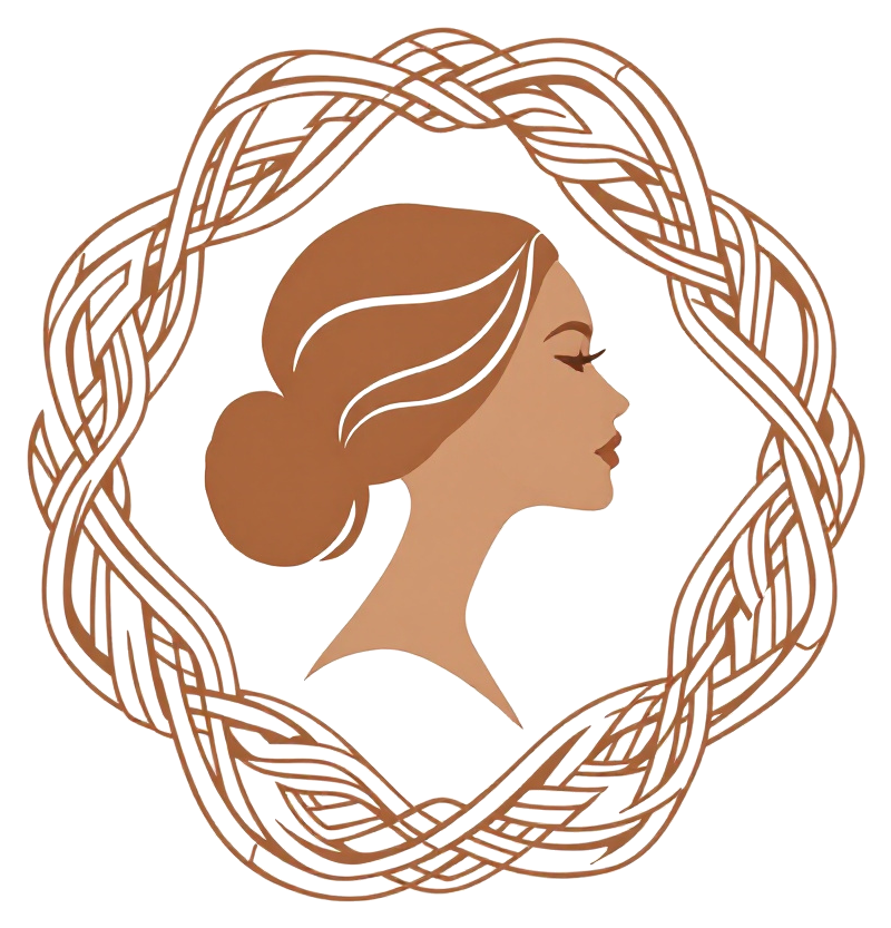 Logo Tissavel — profil femme dans un emblème tressé